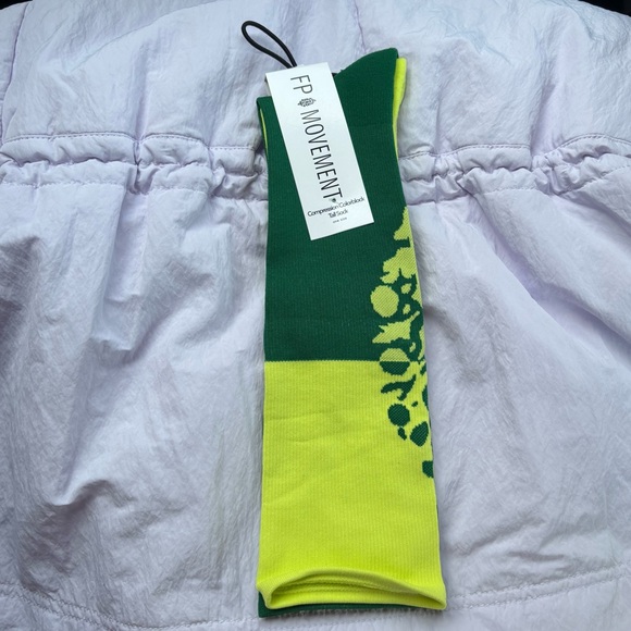 FP Movement Colorblock Buti Tall Socks in Green Combo NWT Logo - Picture 3 of 5